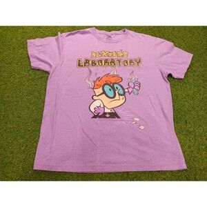Cartoon Network Dexter's Laboratory T Shirt Mens L Purple Graphic Print Cotton